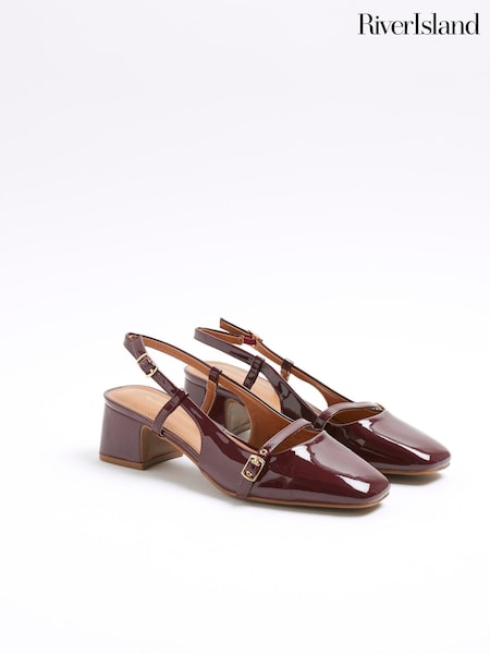 River Island Buckle Strap Sling Back Block Heels (AE6079) | €24