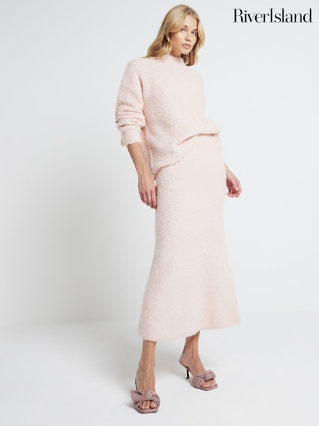 River Island Pink Knitted Maxi Skirt (AE6093) | AED122