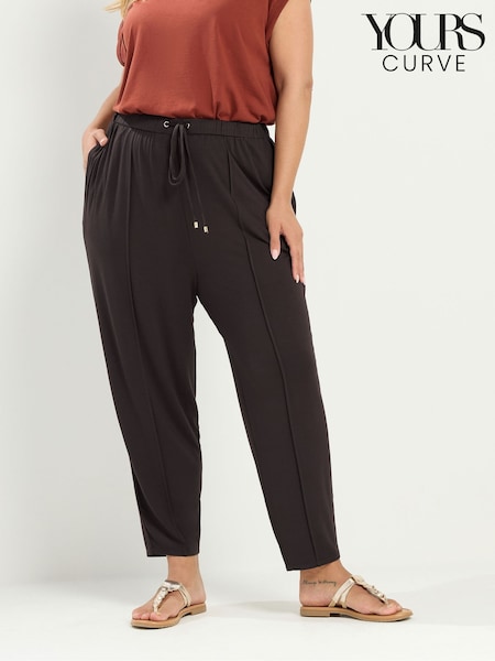 Brown - Yours Curve Wide Leg Seam Joggers