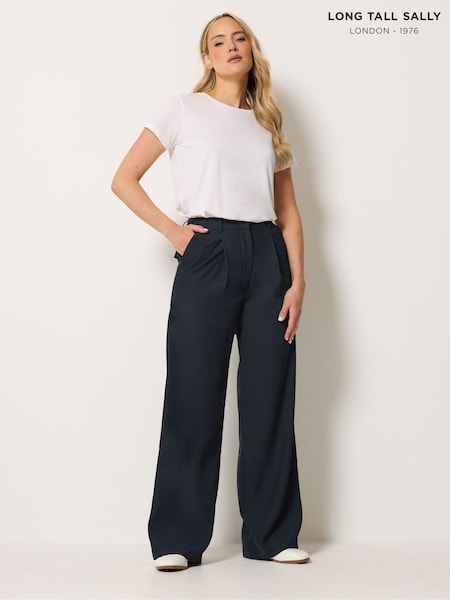 Blue - Long Tall Sally Pleated Wide Leg Trousers