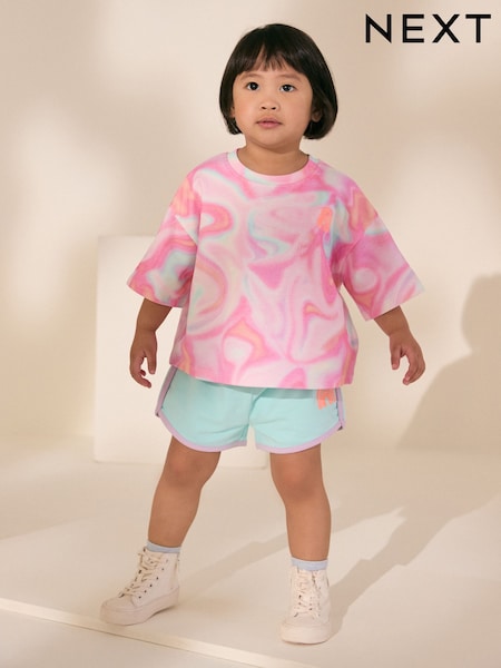 Pink Tie Dye 100% Cotton Top & Shorts Set (3mths-7yrs) (AE6183) | €17 - €22