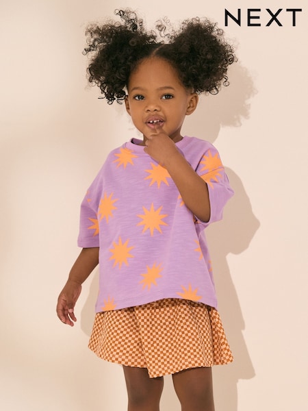 Purple/Orange Stars Top & Shorts Set (3mths-7yrs) (AE6188) | AZN 27 - AZN 37