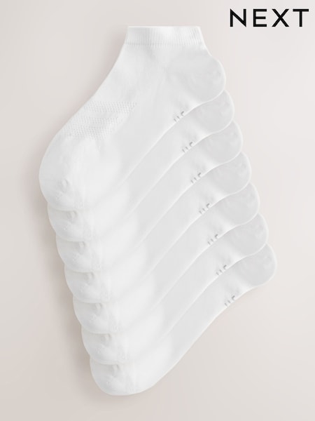 White Chevron - Low Rise Sport Trainer Socks 7 Pack