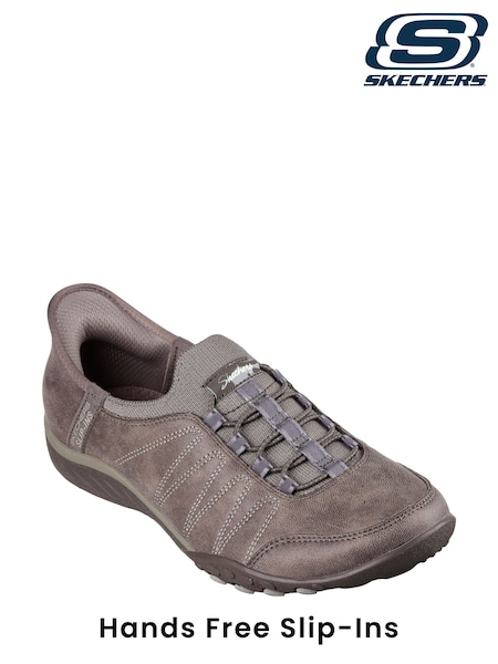 Skechers Tan Brown Breathe Easy Roll Slip In With Me Wide Fit Trainers (AE6205) | R$ 780