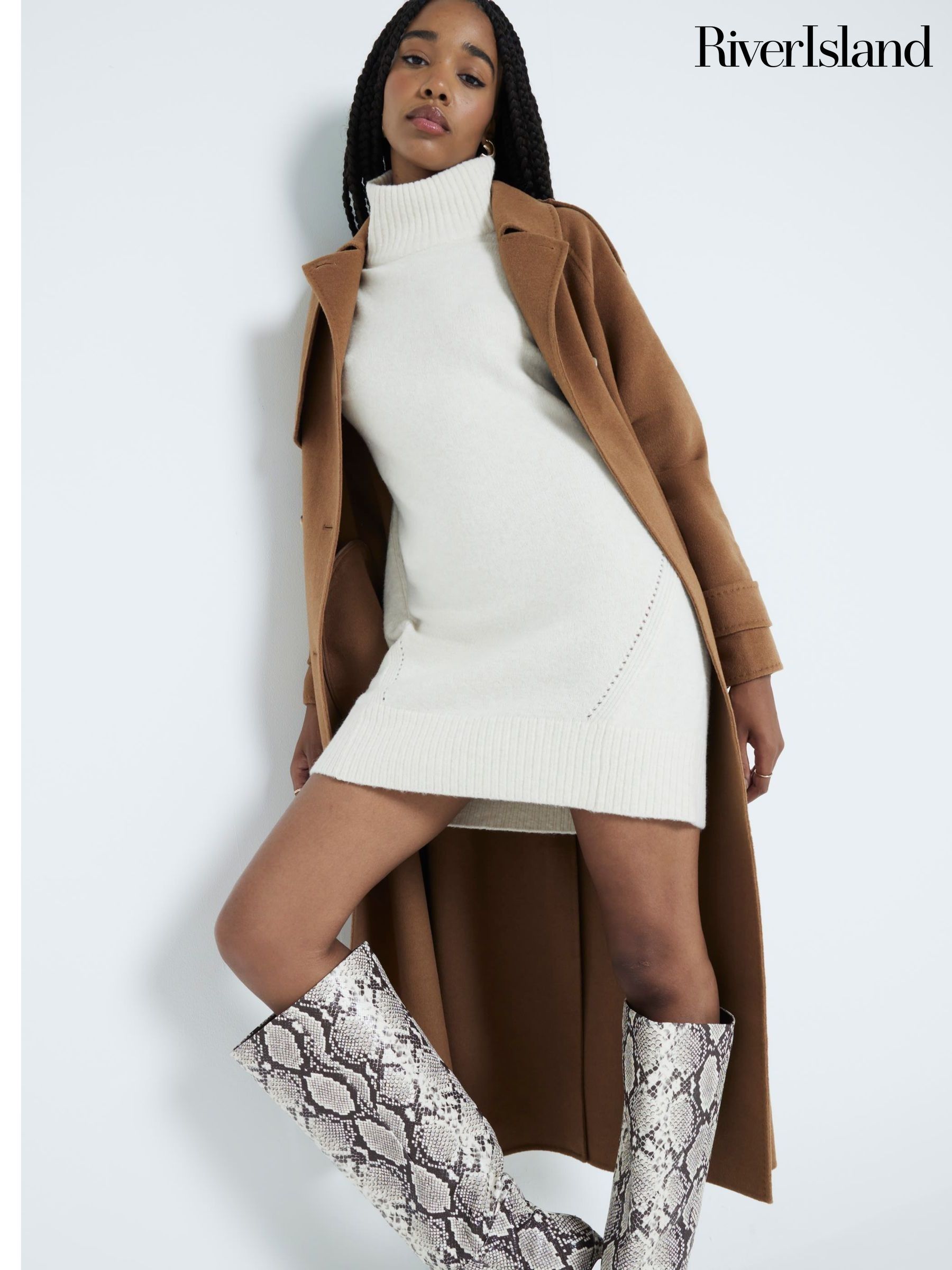 Women s Cream High Neck Dresses Next United Arab Emirates