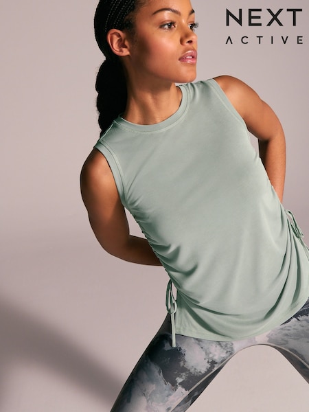 أخضر فاتح - Active Lightweight Modal Ruched Side Tank Vest (AE6281) | ‏124 ر.س.‏