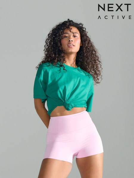 ורוד בהיר - Active Shorter Length Cycling Shorts (AE6298) | ‏47‏₪