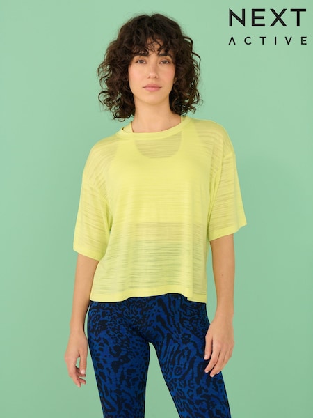 Bright Yellow Active Crew Neck Lightweight Boxy Short Sleeve T-Shirt (AE6301) | €21