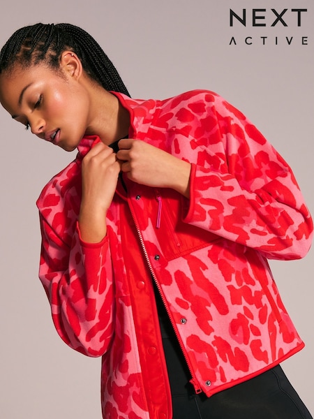 Rosa mit Animal-Print - Active Supersoft Sportjacke aus kuscheligem Fleece (AE6307) | 56 €