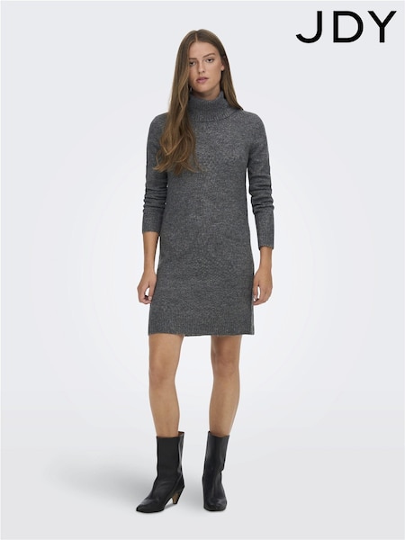 JDY Grey Cowl Neck Knitted Jumper Dress (AE6330) | ₪176