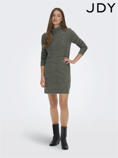 JDY Green Cowl Neck Knitted Jumper Dress (AE6331) | ₪176
