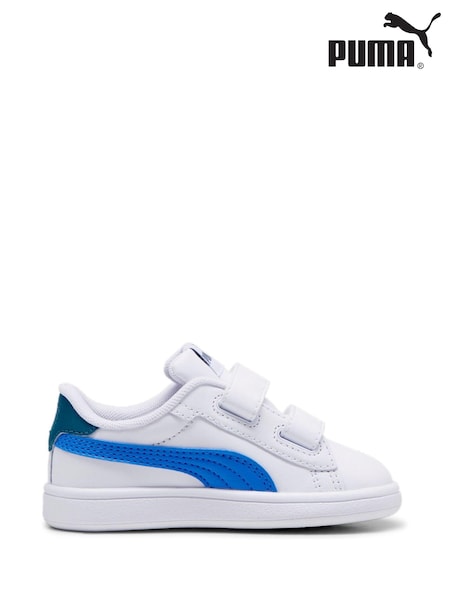 Puma White Blue Smash 3.0 Leather V Baby Unisex Sneakers (AE6441) | €37