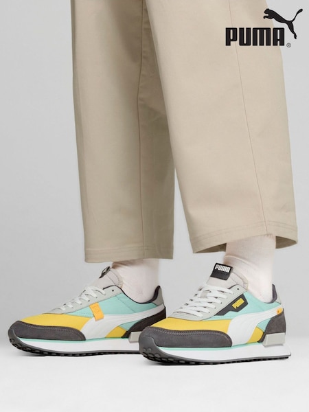 Puma White Mens Future Rider Play On Sneakers (AE6476) | AED218