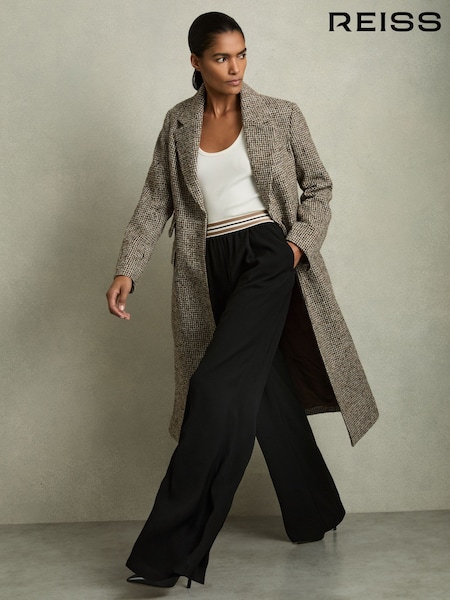 Reiss Black Abs Stripe-Waistband Wide-Leg Trousers (AE6492) | €236