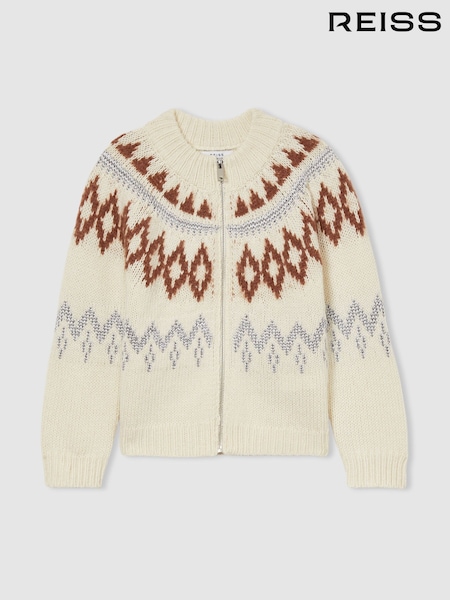 Reiss Ella Zipped Fairisle Pattern Cardigan with Wool and Cashmere (AE6504) | € 83