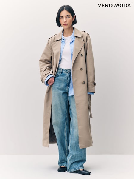 VERO MODA Natural Long Belted Trenchcoat (AE6506) | €74