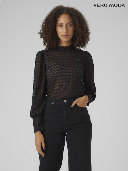 VERO MODA High Neck Lace Sheer Blouse (AE6516) | €27