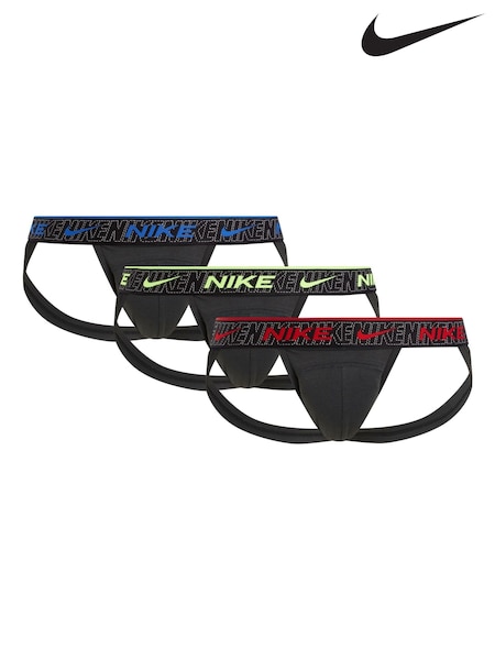 Nike Black Everyday Cotton Stretch Jock Strap 3 Pack (AE6525) | $55