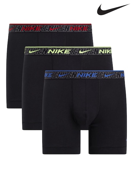 Nike Black/Blue Everyday Cotton Stretch Boxer Briefs 3 Pack (AE6526) | €49
