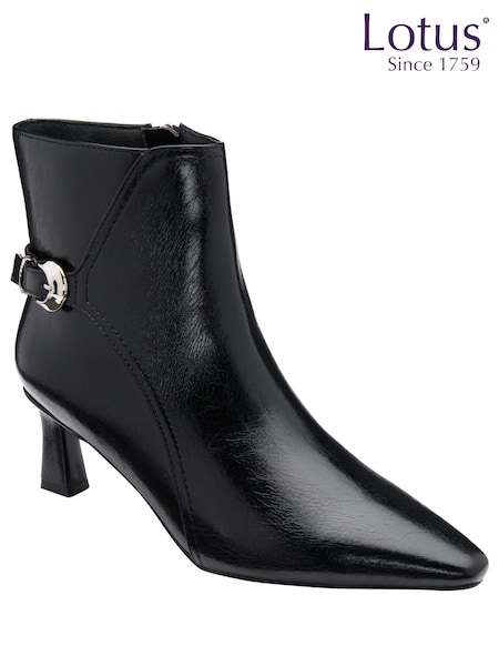 Black - Lotus Pointed Toe Ankle Boots