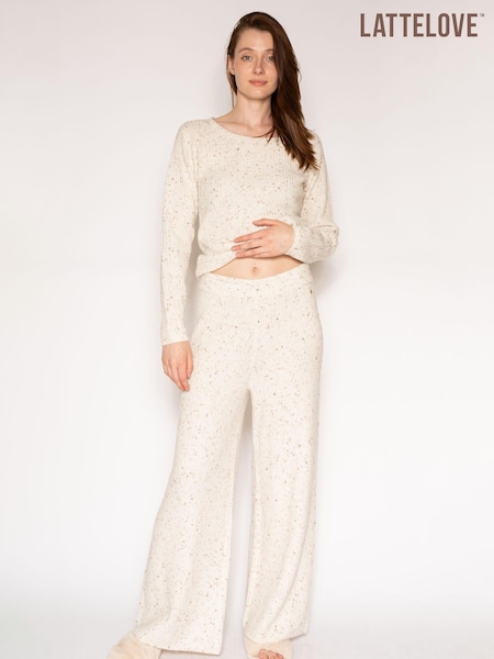 LatteLove Cream Marshmallow Mix Sweater Rib Pants (AED585) | €69