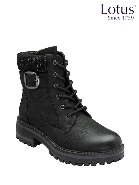 Musta - Lotus Wide Fit Zip-up Ankle Boots