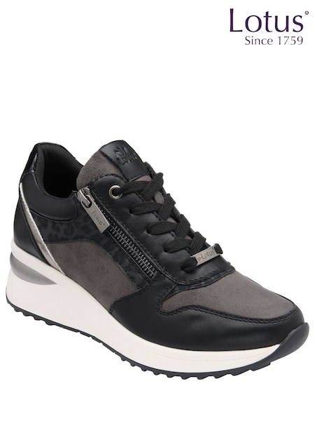 Svart - Lotus Side Zip Wedge-sko Casual Trainers