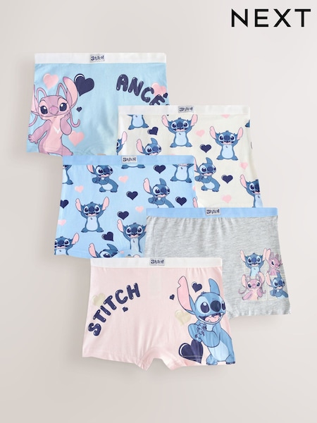 Pink/Blue Disney Stitch and Angel Shorts 5 Pack (2-16yrs) (AF2291) | R$ 155 - R$ 215