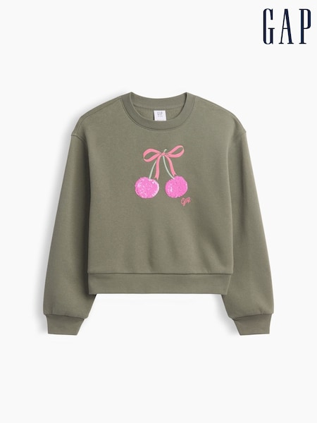 Grönt körsbär - Gap Oversized Mock Neck Logo Sweatshirt (4-13yrs)