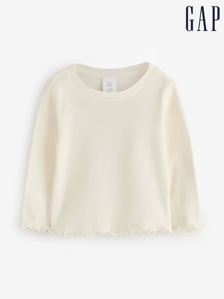 Cream - Gap Ribbed Crew Neck Long Sleeve T-shirt (6mths-5yrs)