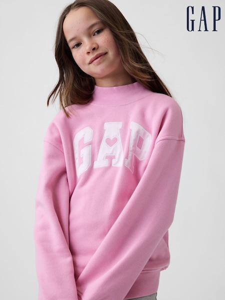 Pink - Gap Oversized Mock Neck Logo Sweatshirt (4-13yrs)