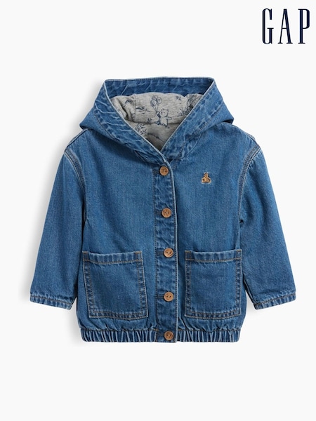 Medium Wash - Gap Denim Brannan Bear Hooded Jacket (3-24mths)