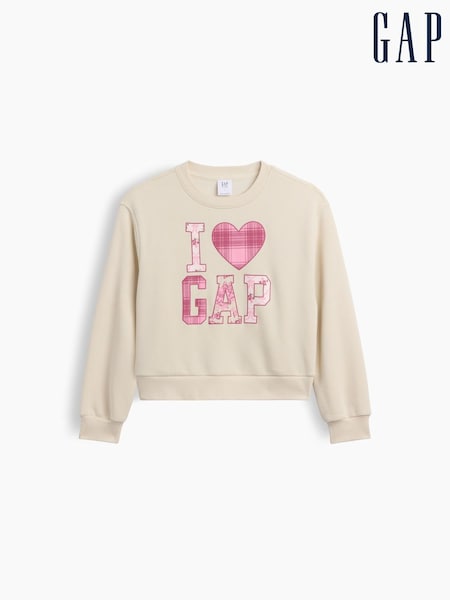 Cream Patchwork - Gap Oversized Mock Neck Logo Sweatshirt (4-13yrs)