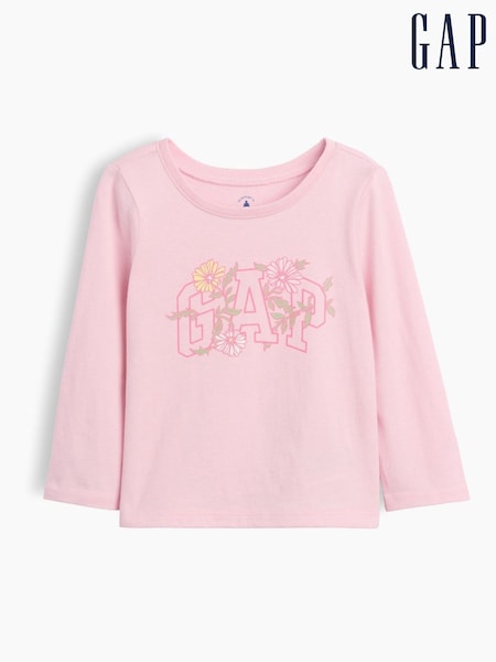 Pink Flower - Gap Logo Short Sleeve T-shirt (6mths-5yrs)