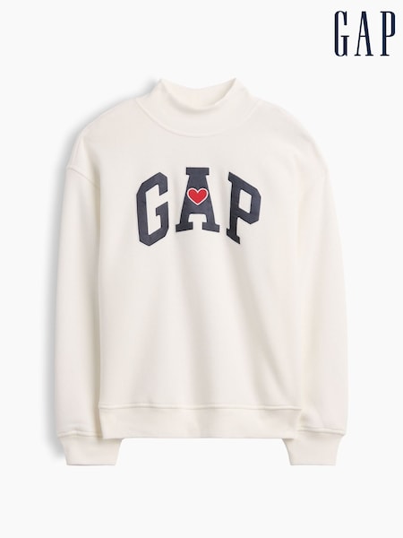 White - Gap Oversized Mock Neck Logo Sweatshirt (4-13yrs)