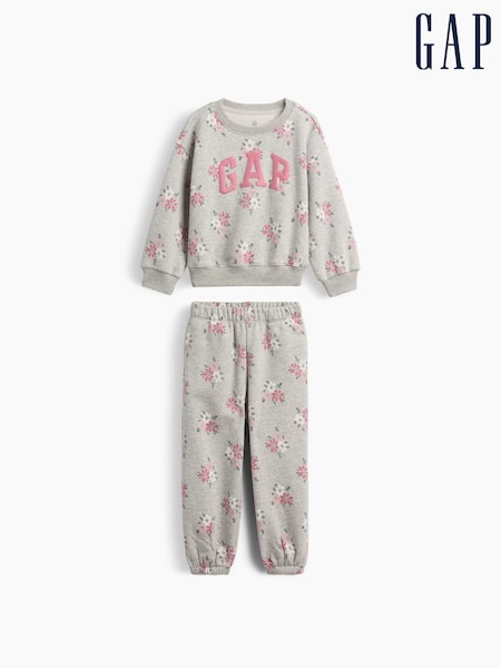Grey - Gap Vintage Soft Floral Logo Sweat Set (6mths-5yrs)