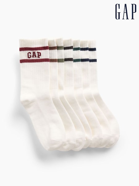 Crem/Multi - Gap Varsity Logo Crew Socks 7-pack (4-13yrs)