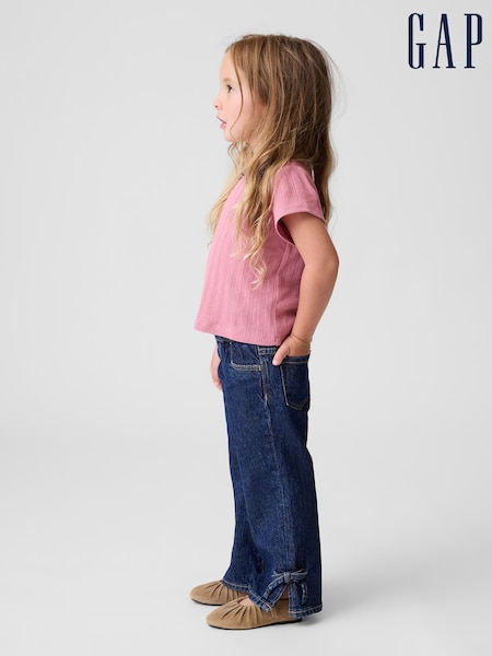 Dark Wash - Gap Bow Split-hem Stride Jeans (6mths-5yrs)