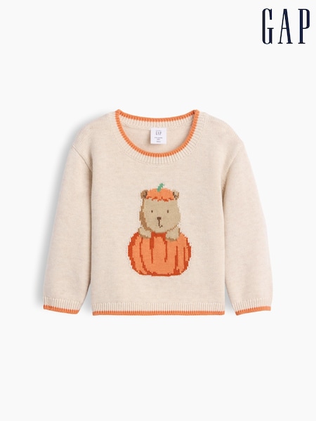 Cremefarvet - Gap Brannan Bear Pumpkin Trøje (0-24mdr.)