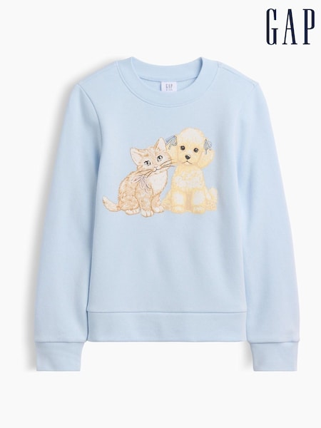 Blue - Gap Crew Neck Graphic Sweatshirt (4-13yrs)