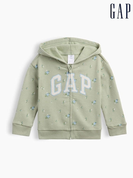Groen bloemmotief - Gap Vintage Soft Zip-up Hoodie (6mths-5yrs)