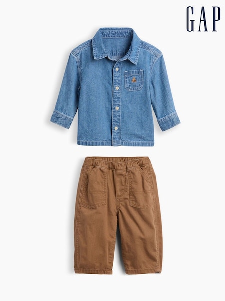 Helle Waschung/ Braun - Gap Denim-Outfit-Set (0–24M.)