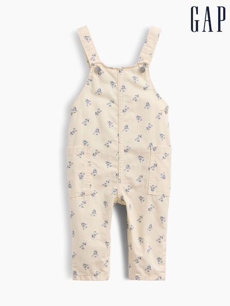 Cream - Gap Floral Print Dunagrees (0-24mths)
