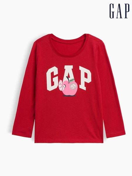 Červená s jablkem - Gap Graphic Long Sleeve T-shirt (6mths-5yrs)