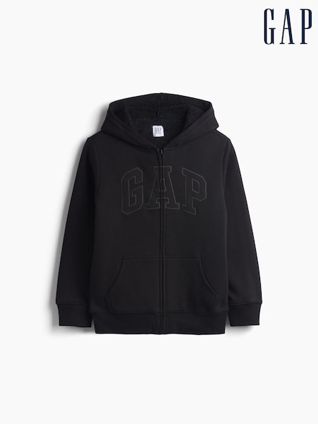 Schwarz - Gap Sherpa-lined Zip-up Hoodie (4-13yrs)