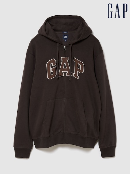 Chocolate Brown - Regular Gap Vintage Soft Arch Logo Zip-up Hoodie