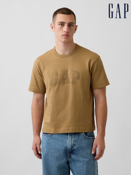 Dzeltenbrūns - Regular Gap Heavyweight Relaxed Gap Logo Crop T-shirt