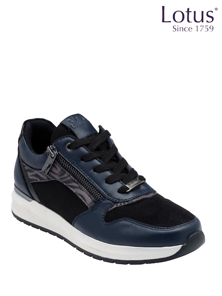 Blue - Lotus Casual Side Zip Trainers