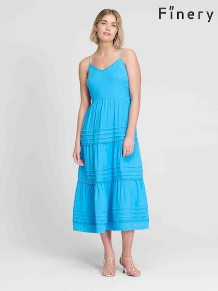 Albastru - Rochie midi Finery Hazel din pânză de bumbac