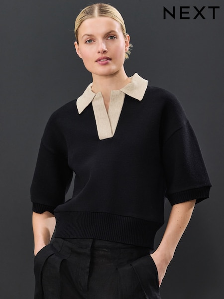 Black/Stone Soft Touch Heavyweight Cosy Striped Jumper (AF5847) | LEI 204